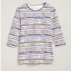 Blair Women's Long Sleeve Striped Tee - Purple, Green, White. BRAND NEW